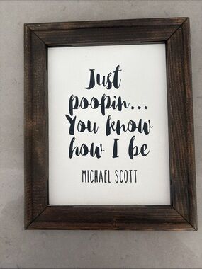 Dark Brown Framed Bathroom Wall Sign - Humorous Vanity Decor